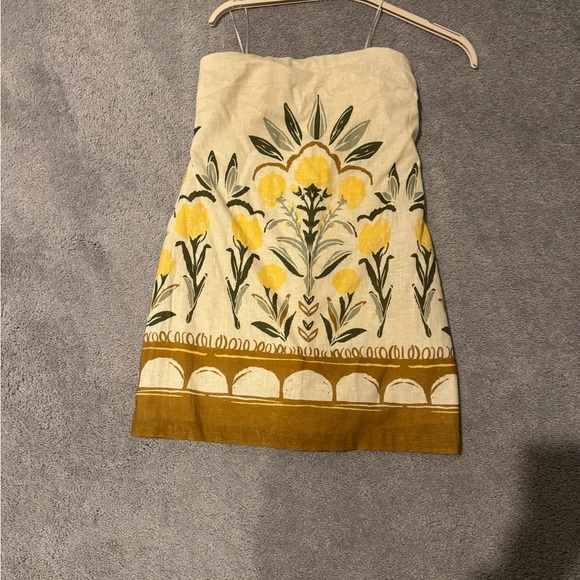 Abercrombie & Fitch Strapless Dress - Cream and Yellow Floral - Picture 4 of 4